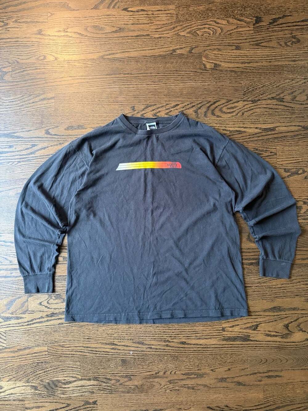 Vintage The North Face Long Sleeve T-Shirt Size L Black Retro Striped